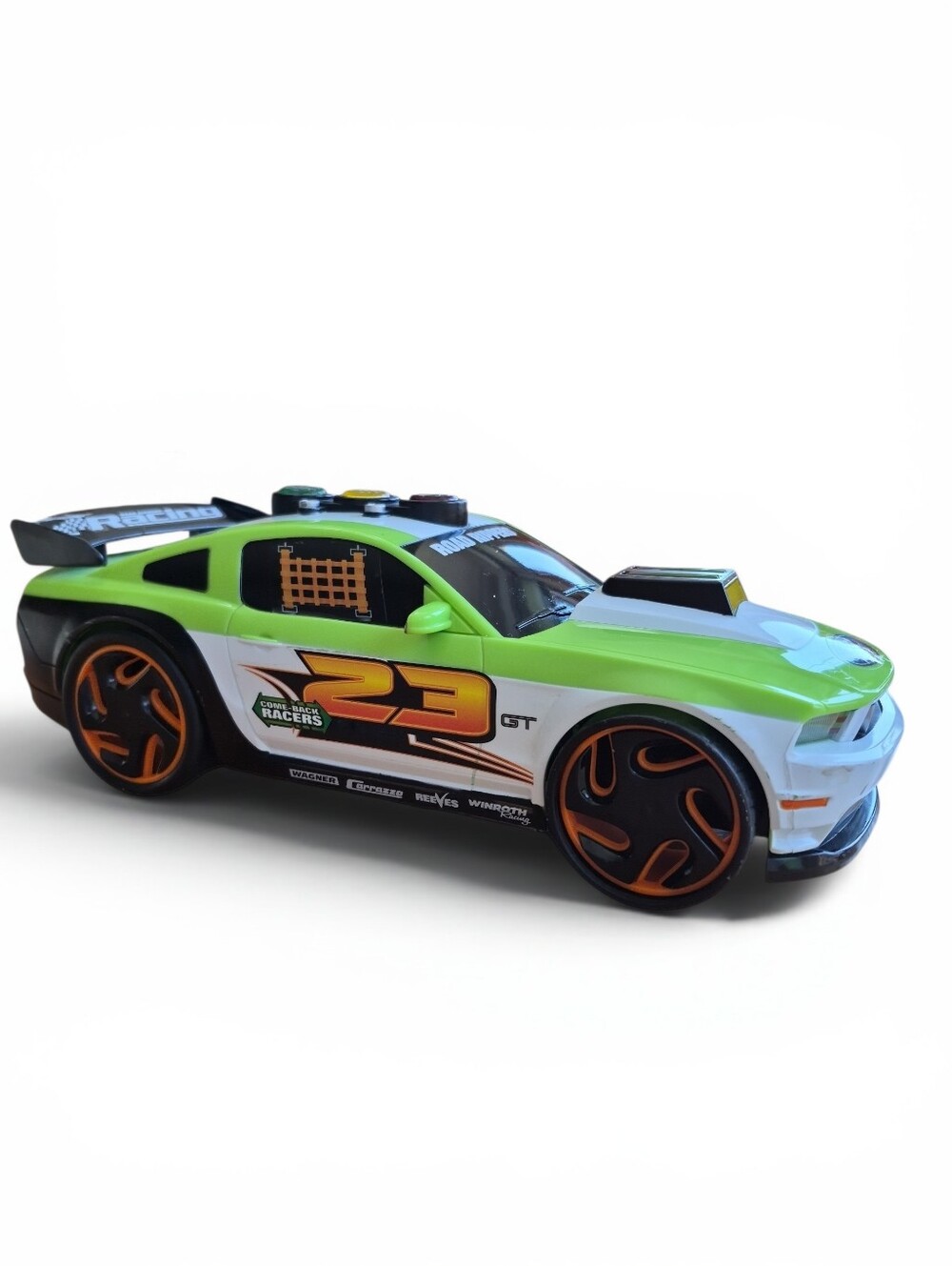 Toy State Road Rippers Ford Mustang GT Green 23 Come-Back Racers Tested Working